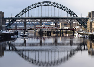 The Tyne Bridges and their reflections in the River Tyne