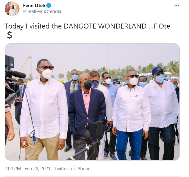 ‘Dangote Wonderland’ - Otedola Visits Dangote’s Oil Refinery, Petrochemical Plant In Lagos