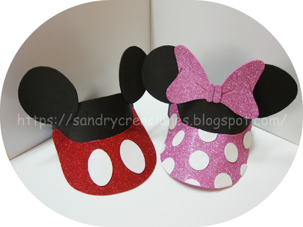 Viseras de Mickey y Minnie en eva para | Manualidades