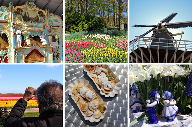 The Butterfly Balcony - Wendy's Week Liverpool to Amsterdam - The musical Organ which piped our entrance // Tulips under the trees, sadly no pixies //Windmill // Dad taking in the beauty of the bulb fields // Yummy Poffertjes, just don't ask me to pronounce that! // The Delf Garden, with the iconic kissing Dutch boy and girl figurines