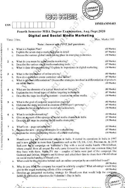 marketing research question paper mba