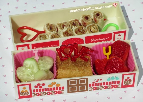Simple roll ups with love, bento school lunches, valentines lunch