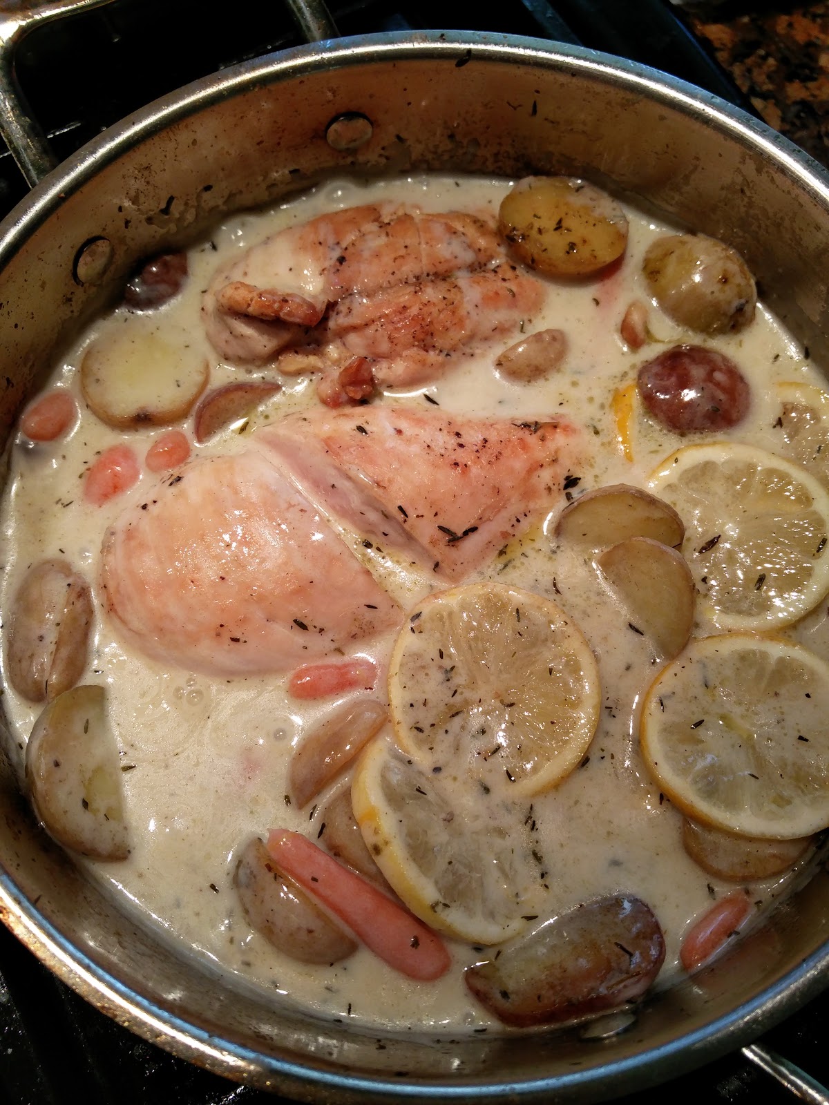 Nick and Alona Kitchen Skillet Chicken With Roasted Potatoes and Carrots