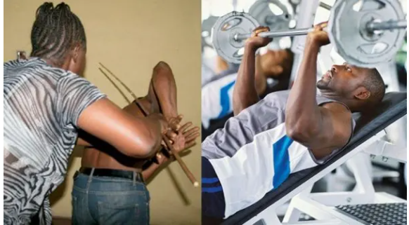 My Wife beats me alot because she is bigger than me- Man reveals as he starts gyming because of his wife