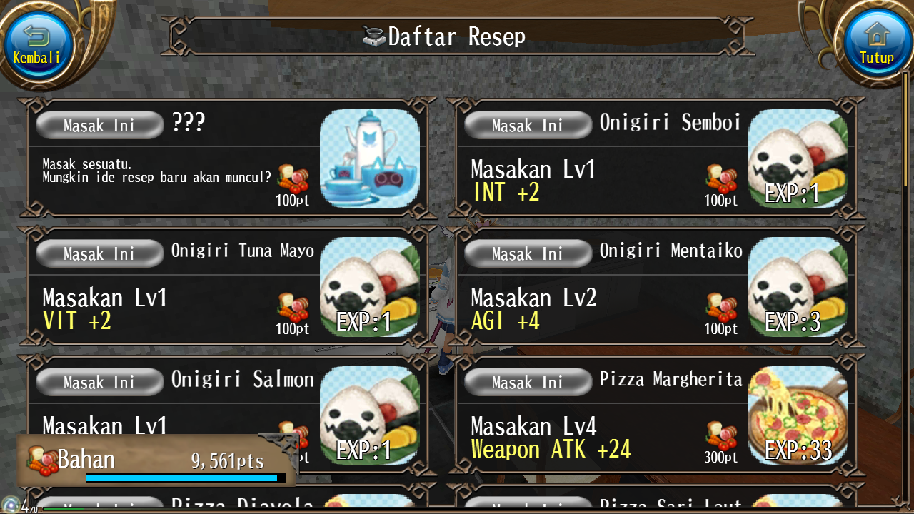 List EXP Leveling Cooking/Masakan Toram Online Indonesia Artha Blog