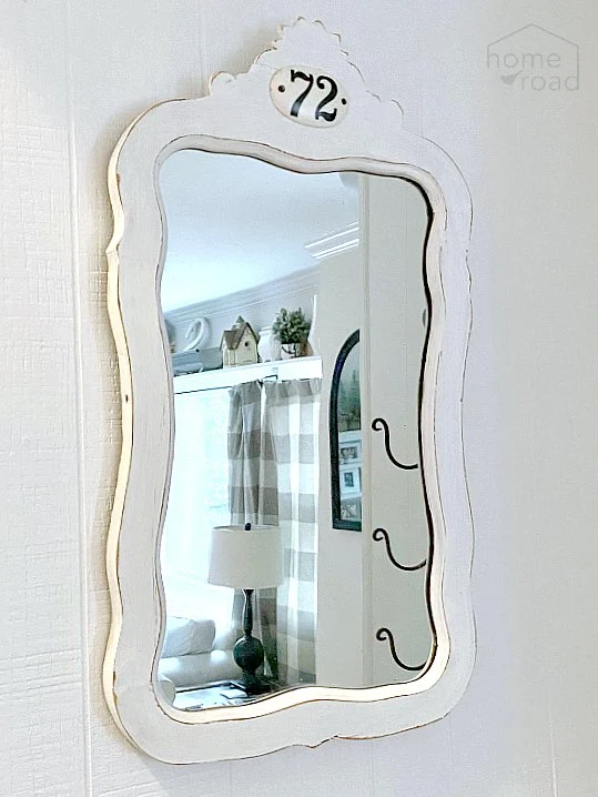 DIY Farmhouse Style Painted Mirror with Antique Tag