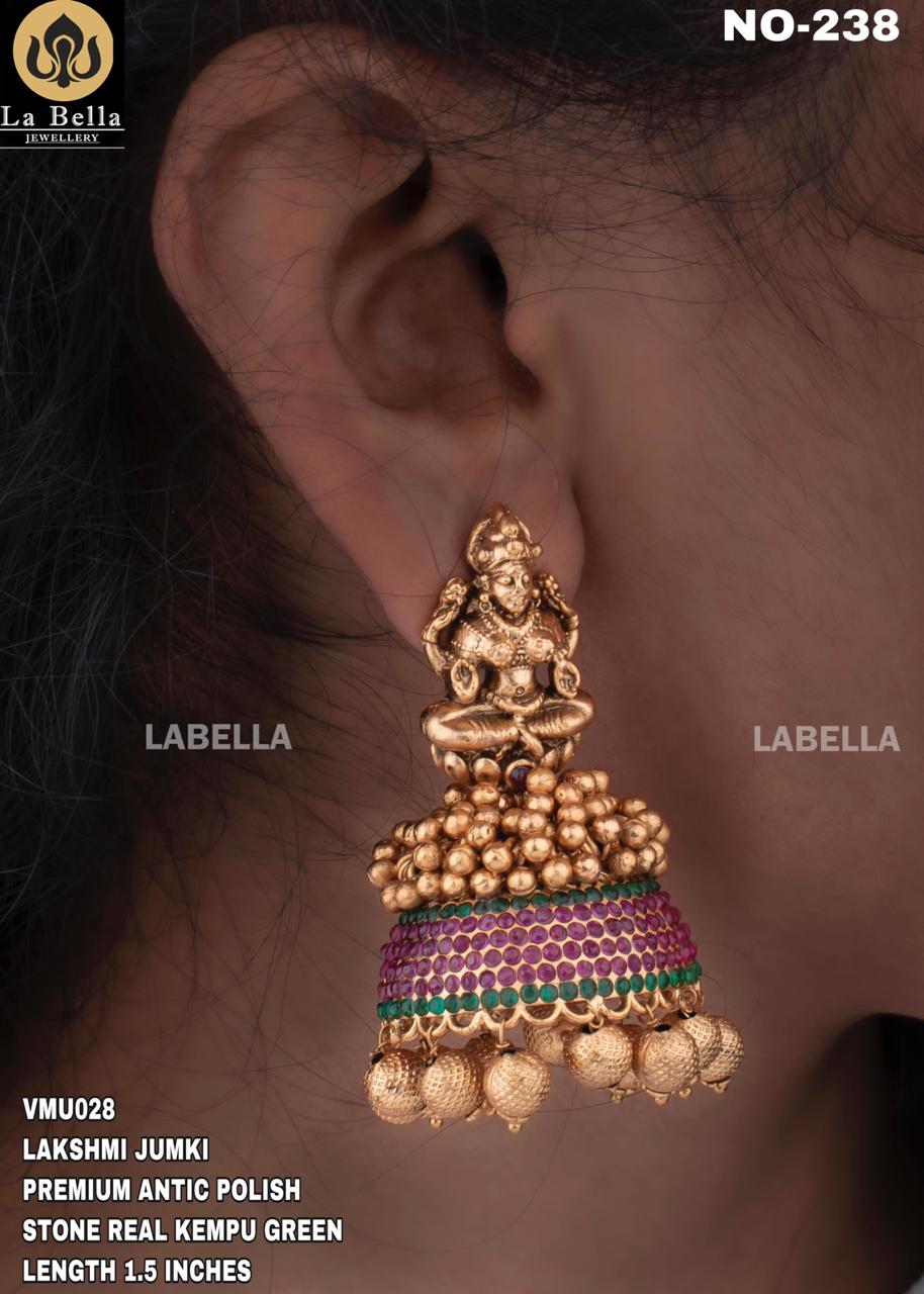 Temple Jewelery Earrings With Chain January 2021 - Indian Jewelry Designs