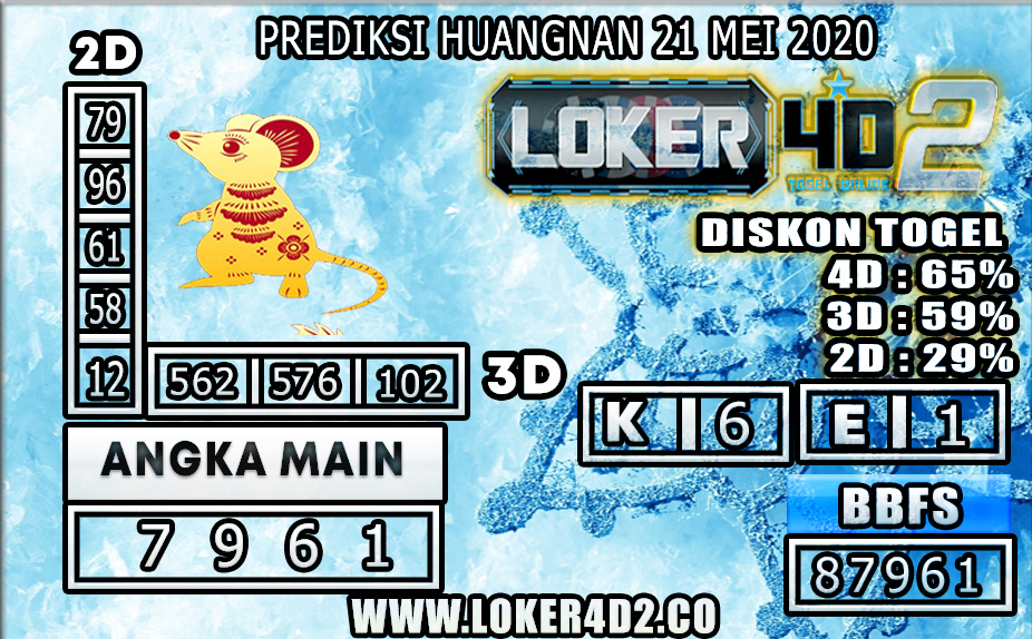 PREDIKSI TOGEL HUANGAN LOKER4D2 21 MEI 2020