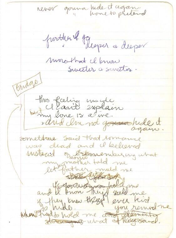 amomadonna Madonna's own hand written lyrics for 2 songs 1992