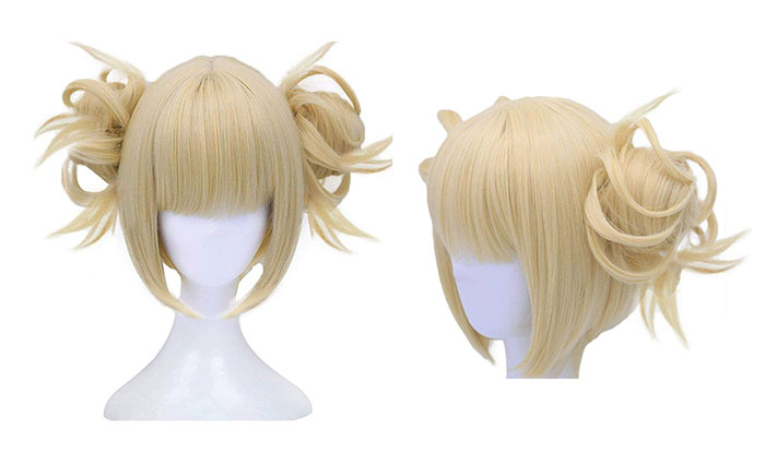 Anogol Hair Cap+613 Blonde Wigs Anime Cosplay Wigs Short Wavy Synthetic Hair With Bangs Fringe Hairstyles For Lonita Party