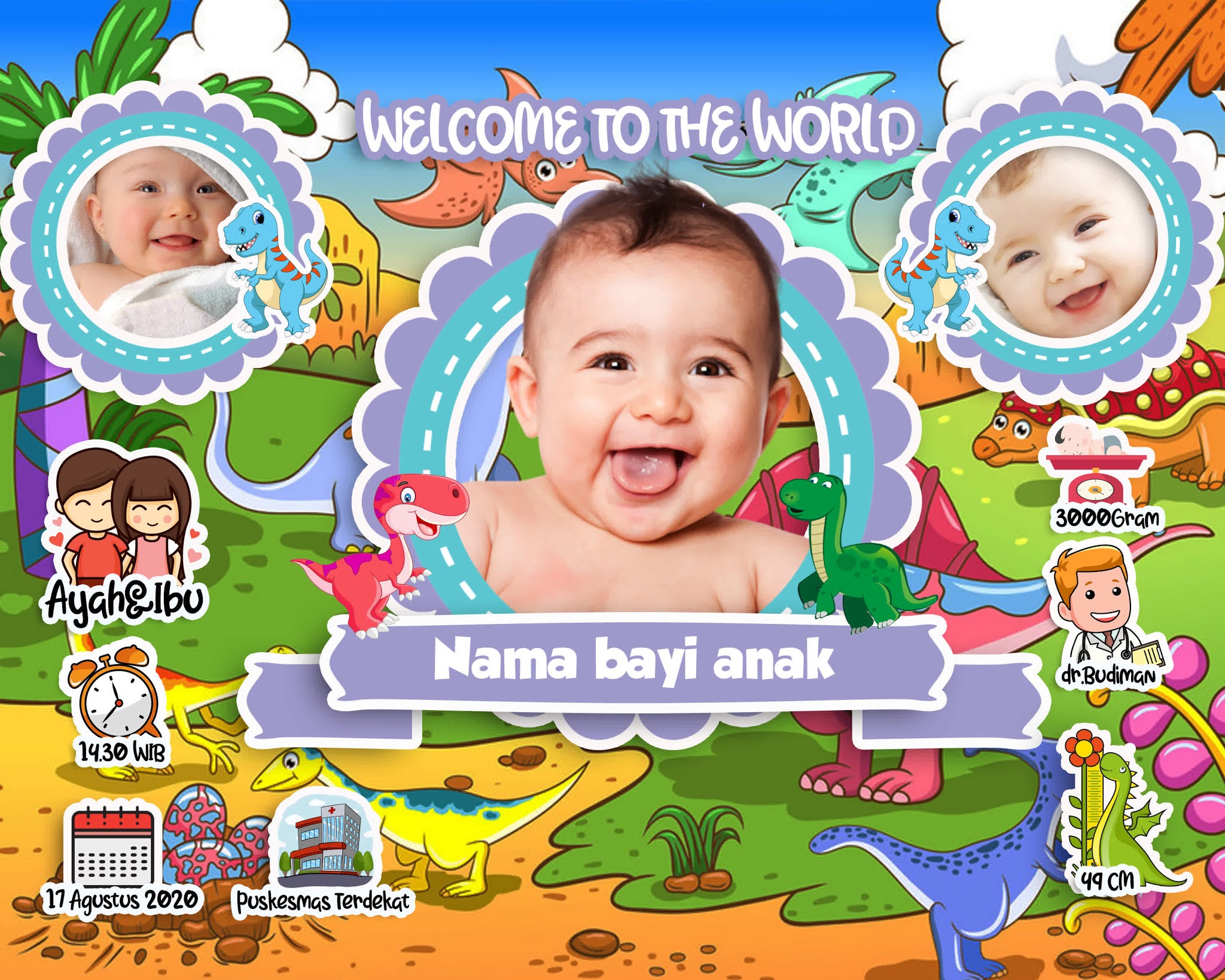 Template Biodata Bayi Lucu File Psd