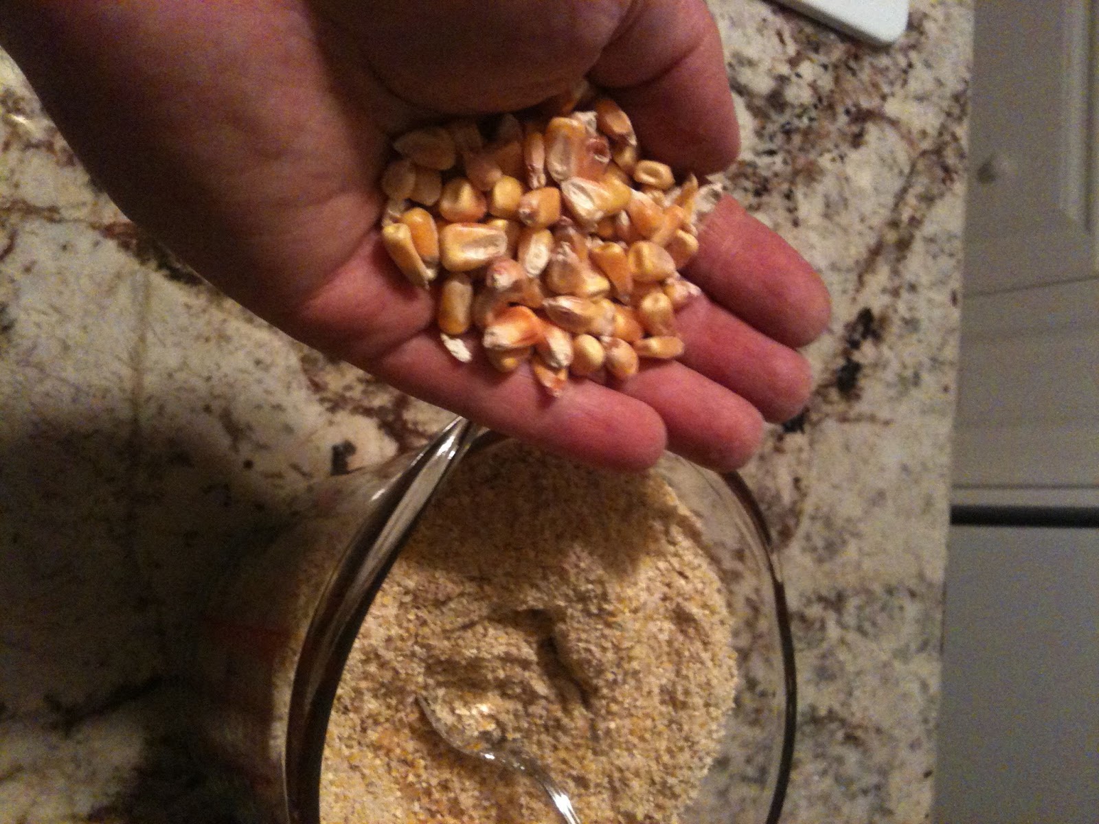 Chicken Chat Using an Antique Coffee Grinder to Grind Corn to Make Flour