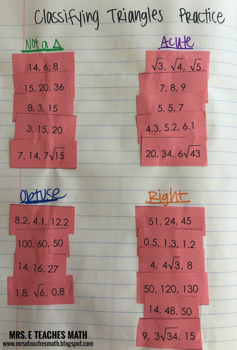 Se internettet Lederen peave Pythagorean Theorem Converse Activity | Mrs. E Teaches Math