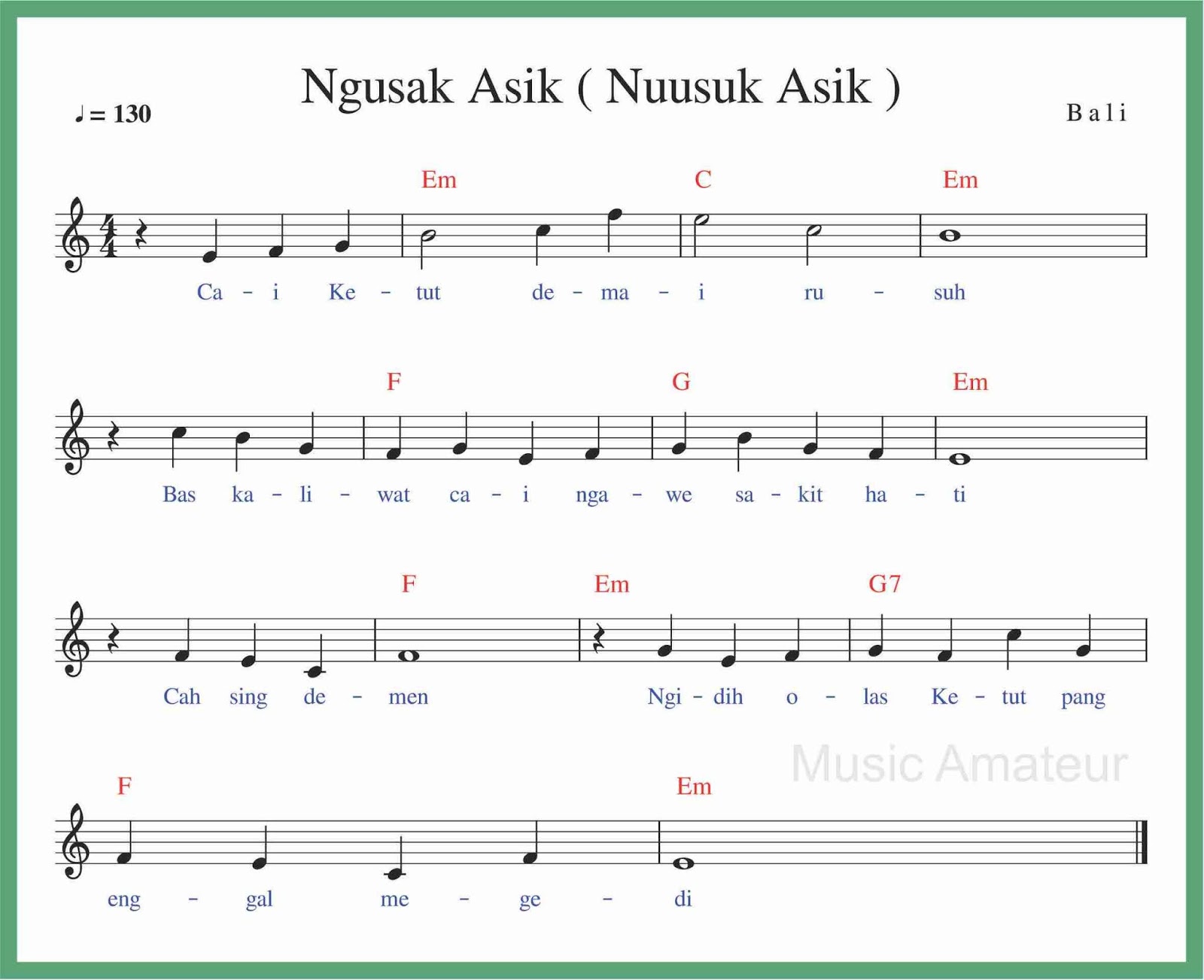 Not Angka Ngusak Asik SEPUTAR MUSIK