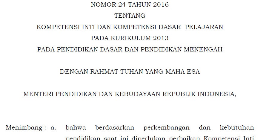 Permendikbud Nomor 24 Tahun 2016 Tentang Ki Dan Kd Mgmp Ips Indramayu