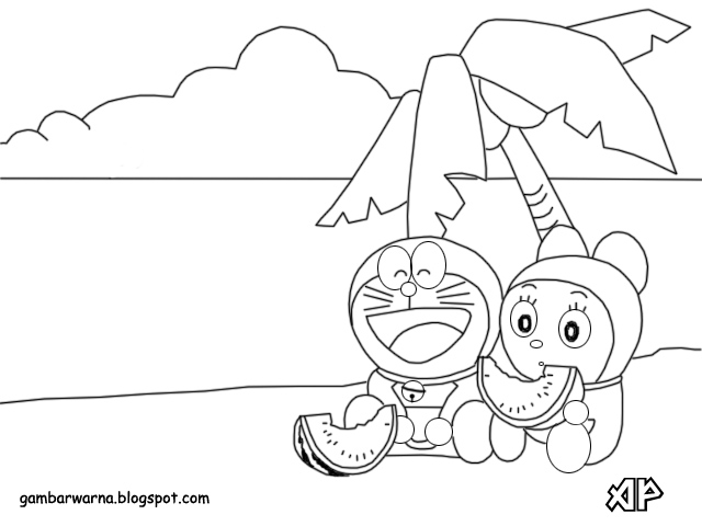 Gambar Mewarnai Doraemon