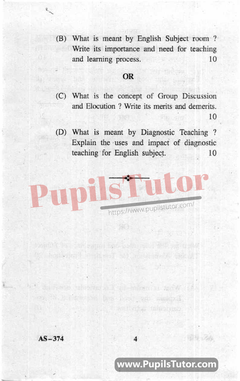 Pedagogy Of English Question Paper