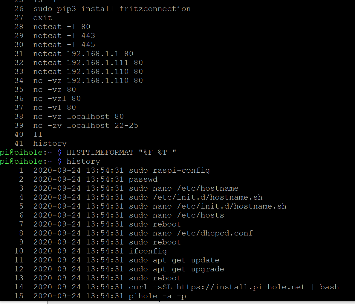 Agile Linux Anzeigen des TIMESTAMP in der history mit Hilfe von