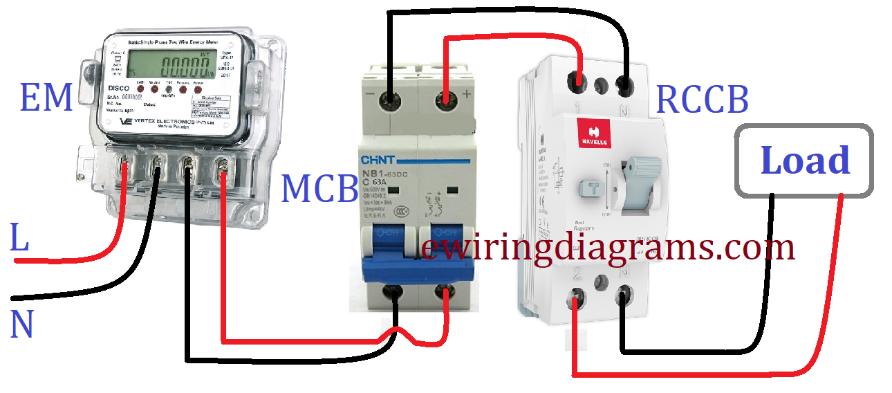 Rccb Wiring Connection Diagram With Mcb, How To Connect House Wiring