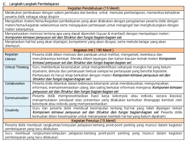 RPP 1 Lembar Biologi Kelas 11 SMA/MA