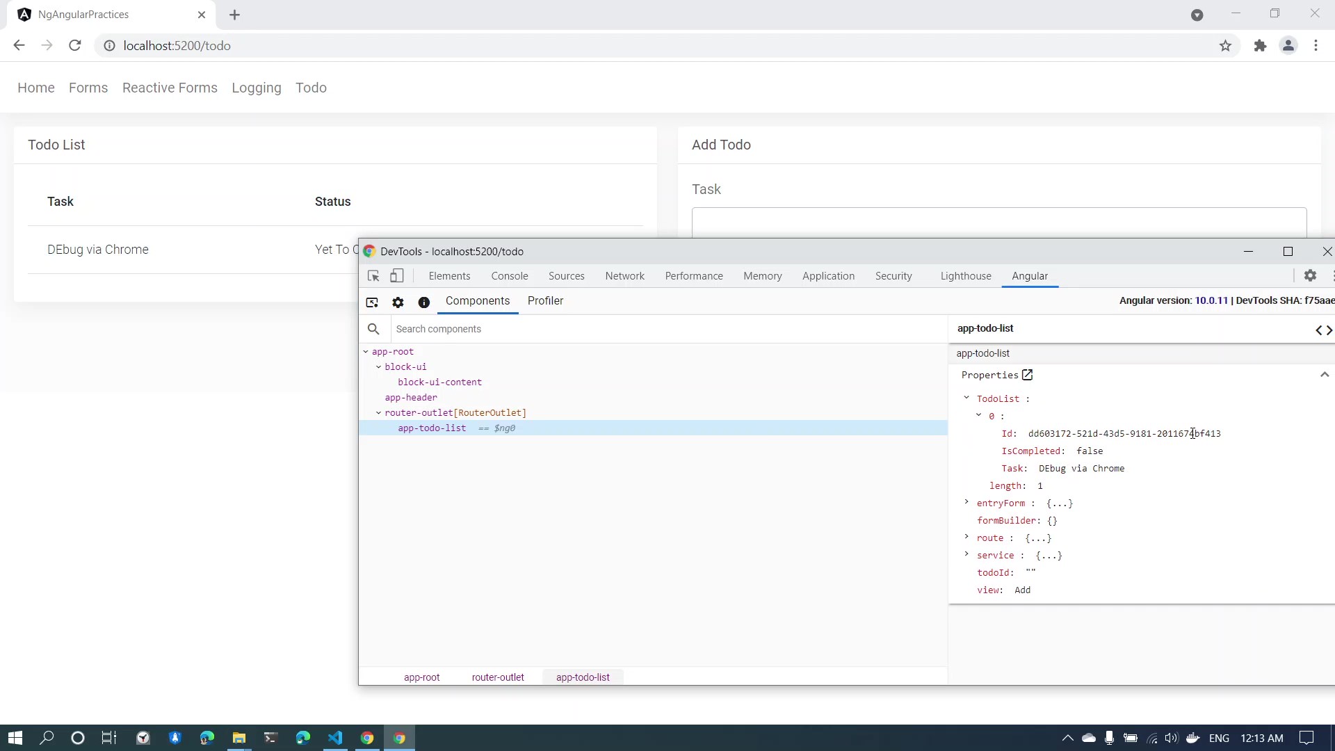 Via Angular DevTools