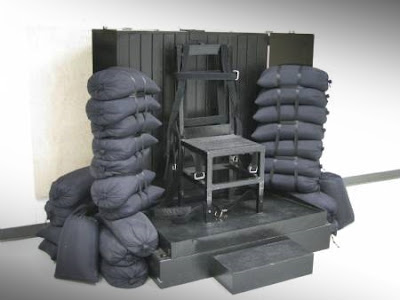 The chair that convicts are strapped to before they are executed in Utah. The chair that convicts are strapped to before they are executed in Utah.