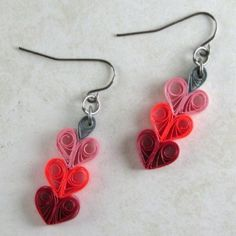 Heart Shape Quilling Earring Designs - Quilling designs