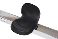 Foam padded molded seat sits on ball bearing rollers to glide smoothly along angled over-sized chromed steel seat rail on Stamina 35-1405 ATS Air Rower