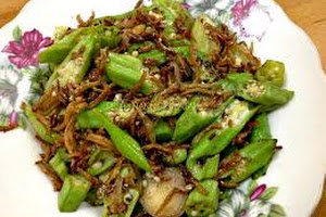 Sayur Bendi Goreng Ikan Bilis