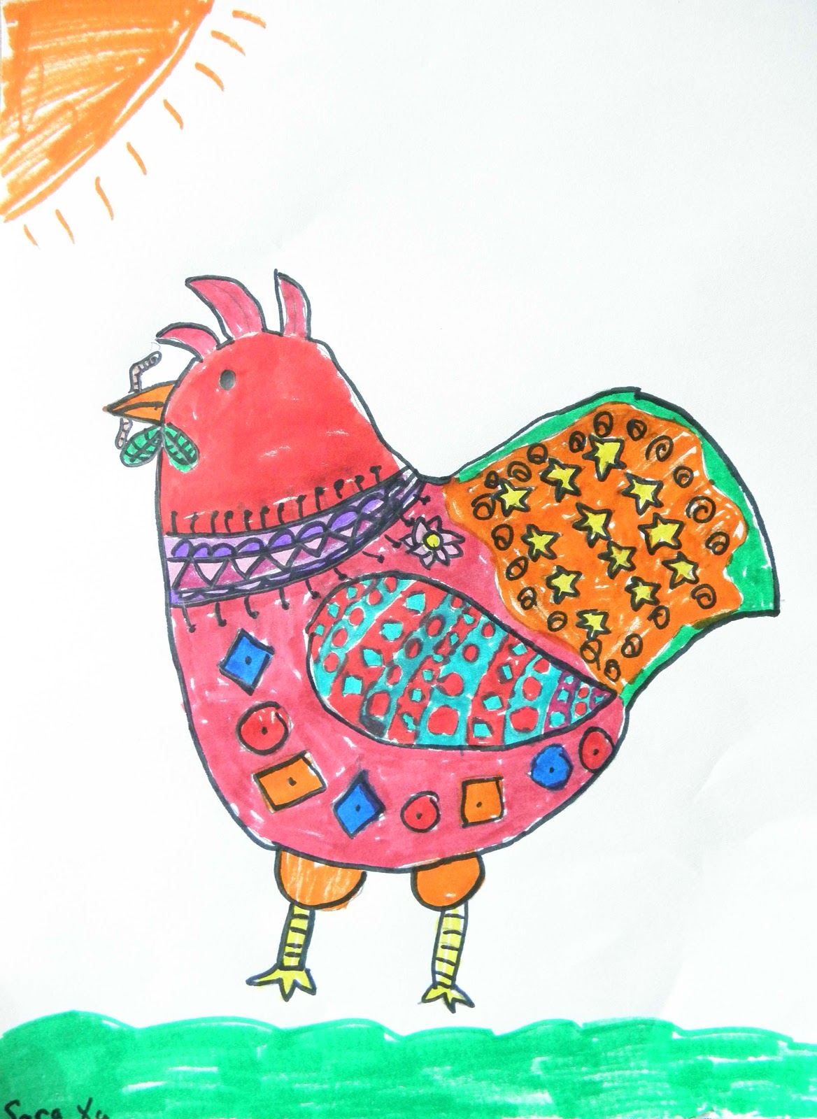 Jenny Liang's Painting and Drawing Blog: Creative Drawing- Rouster