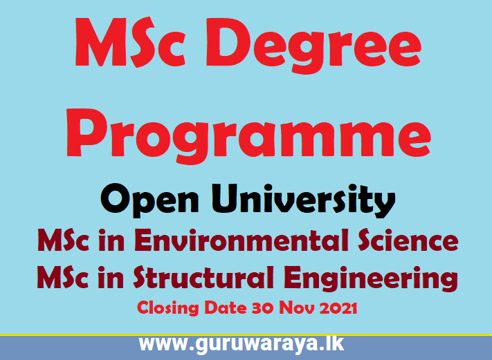 MSc Degree Programme - Open University