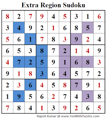 Extra Region Sudoku (Fun With Sudoku #140) Solution