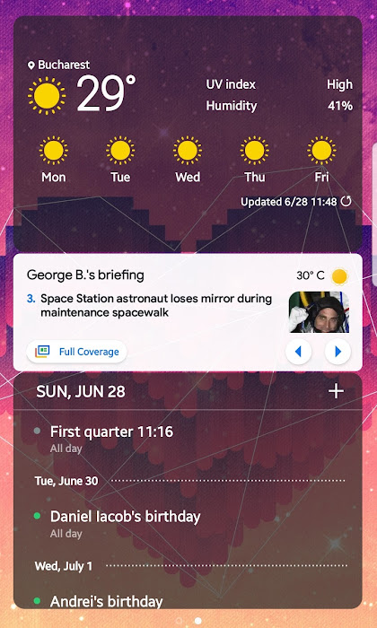 Samsung One UI widgets