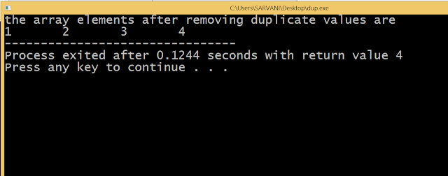 Technology Blog : C program to remove duplicate values from an array