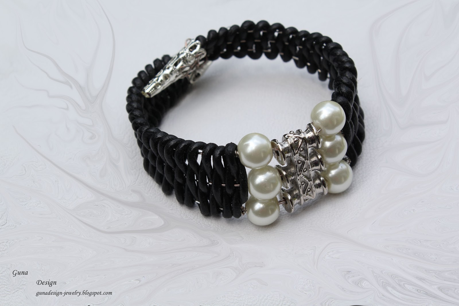 Black leather cord bracelet