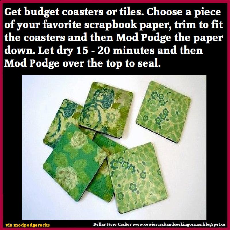 Dollar Store Crafter Turn Dollar Store Scrapbook Paper Into DIY Coasters