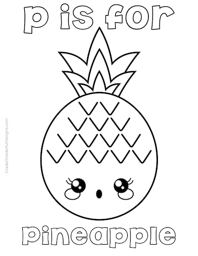 Kawaii pineapple clip art and coloring page freebie.