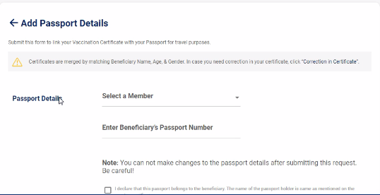 link passport to vaccination certificate