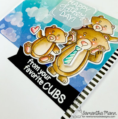 Happy Father's Day from Your Favorite Cubs Card by Samantha Mann for Newton's Nook Designs, Father's Day, Distress Inks, Ink Blending, Stencil, Embossing Paste, Cards, handmade Cards, stamping, #newtonsnook #fathersday #cards #distressinks #inkblending #handmadecards