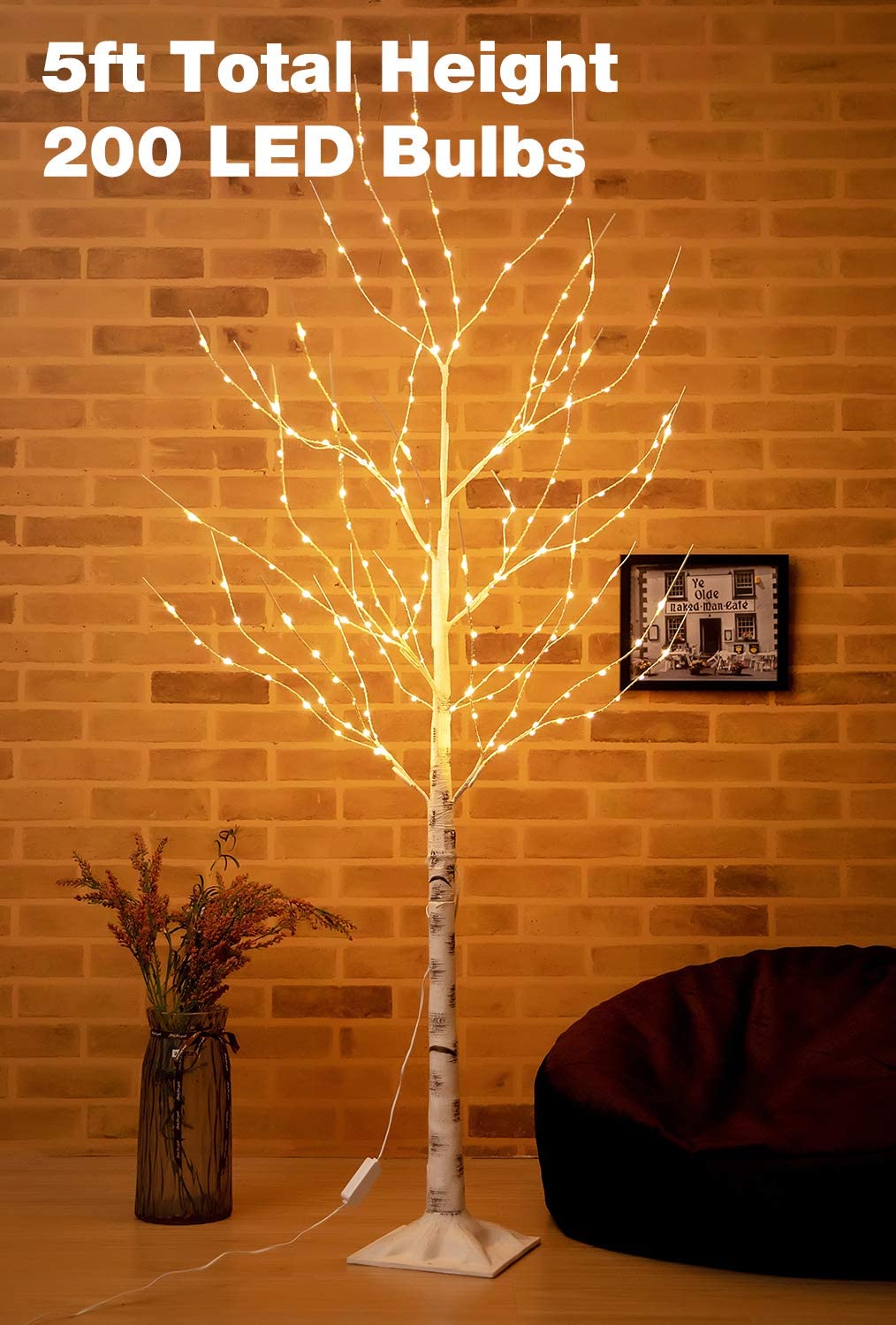 LED Lighted Birch Tree 5ft.Outdoor and Indoor Use.18.