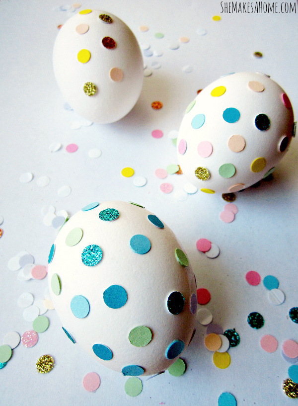 Confetti-Covered Easter Eggs DIY by She Makes a Home