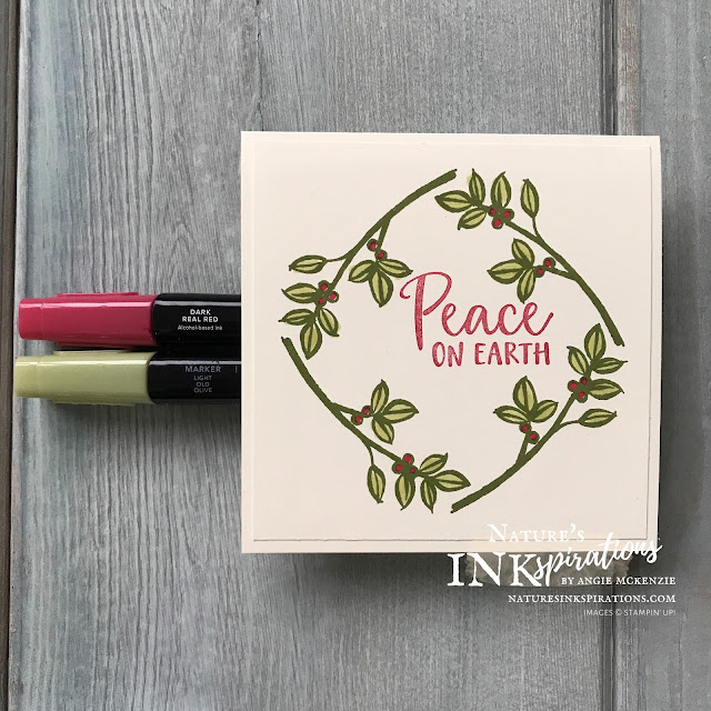By Angie McKenzie for the Third Thursdays Blog Hop; Click READ or VISIT to go to my blog for details! Featuring the Dove of Hope stamp sets from Stampin' Up! for creating quick Christmas cards; #olivebranch #naturesinkspirations #seasonalcards #nature #doveofhopestampset #brightlygleamingdsp #dspboxes #coloringwithblends #christmas #christmascards  #stampinup #veryvanilla #makingotherssmileonecreationatatime
