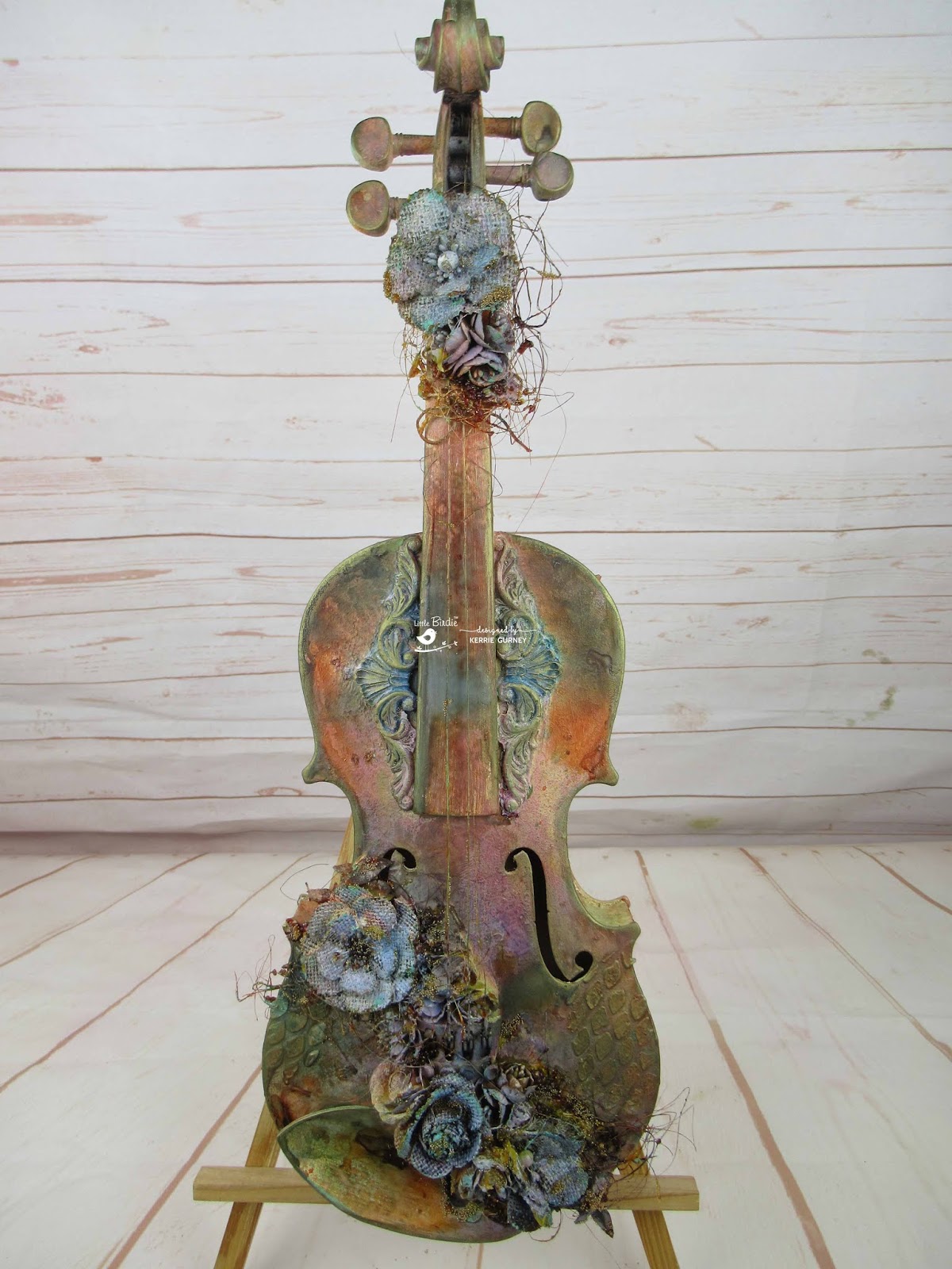 kerrie gurney Mixed Media Upcycled Violin Little Birdie Crafts