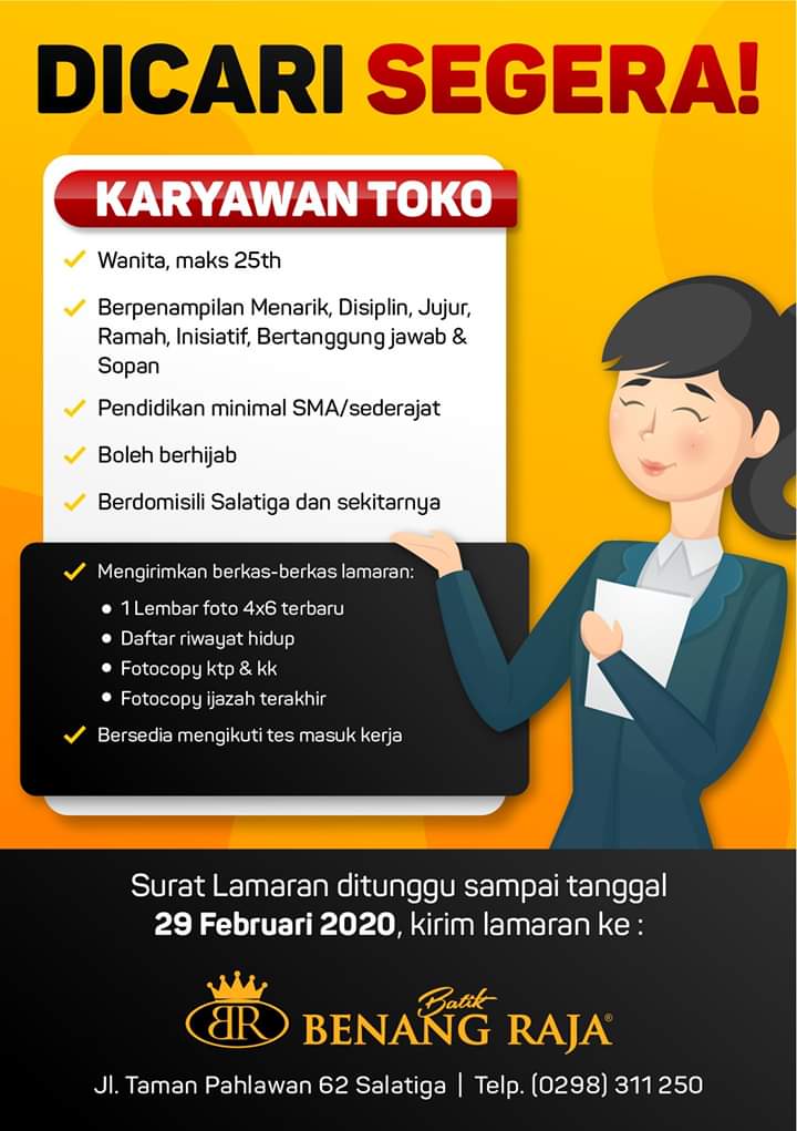 Lowongan Kerja Karyawan Toko Batik Benang Raja Salatiga Loker Swasta