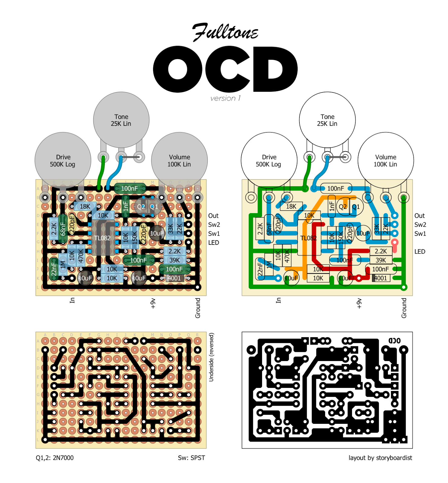 Perf and PCB Effects Layouts: Fulltone OCD - Version 1