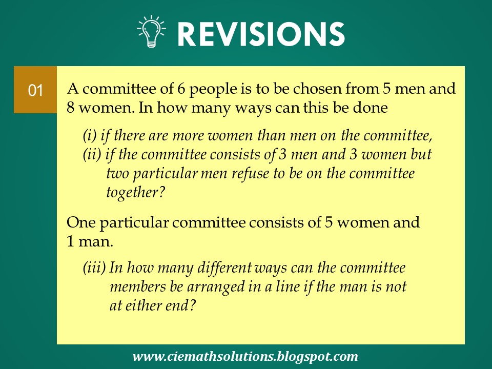 Cambridge AS Level Mathematics 9709 (Probability & Statistics 1