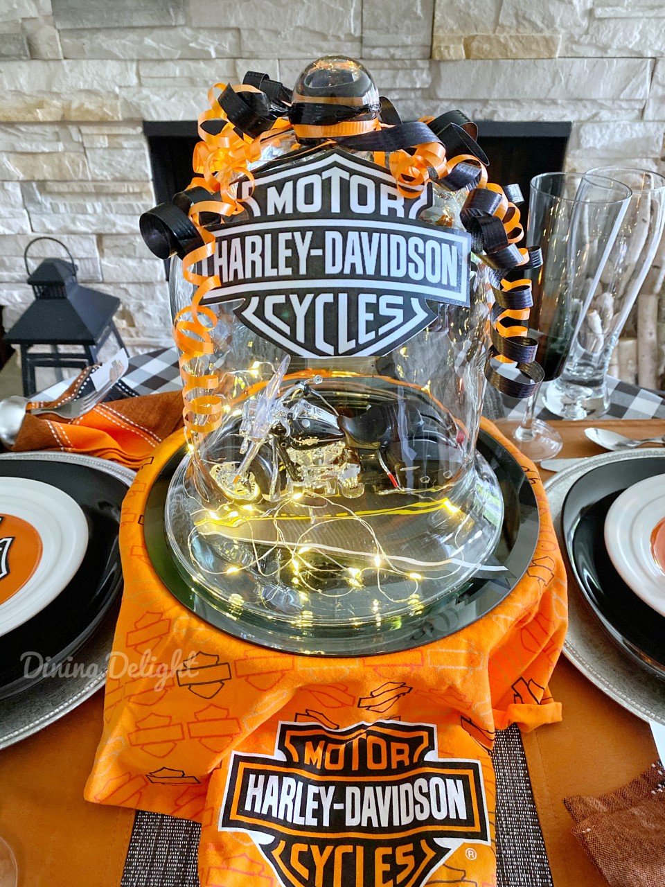 Dining Delight Father's Day Table with Harley Davidson Theme