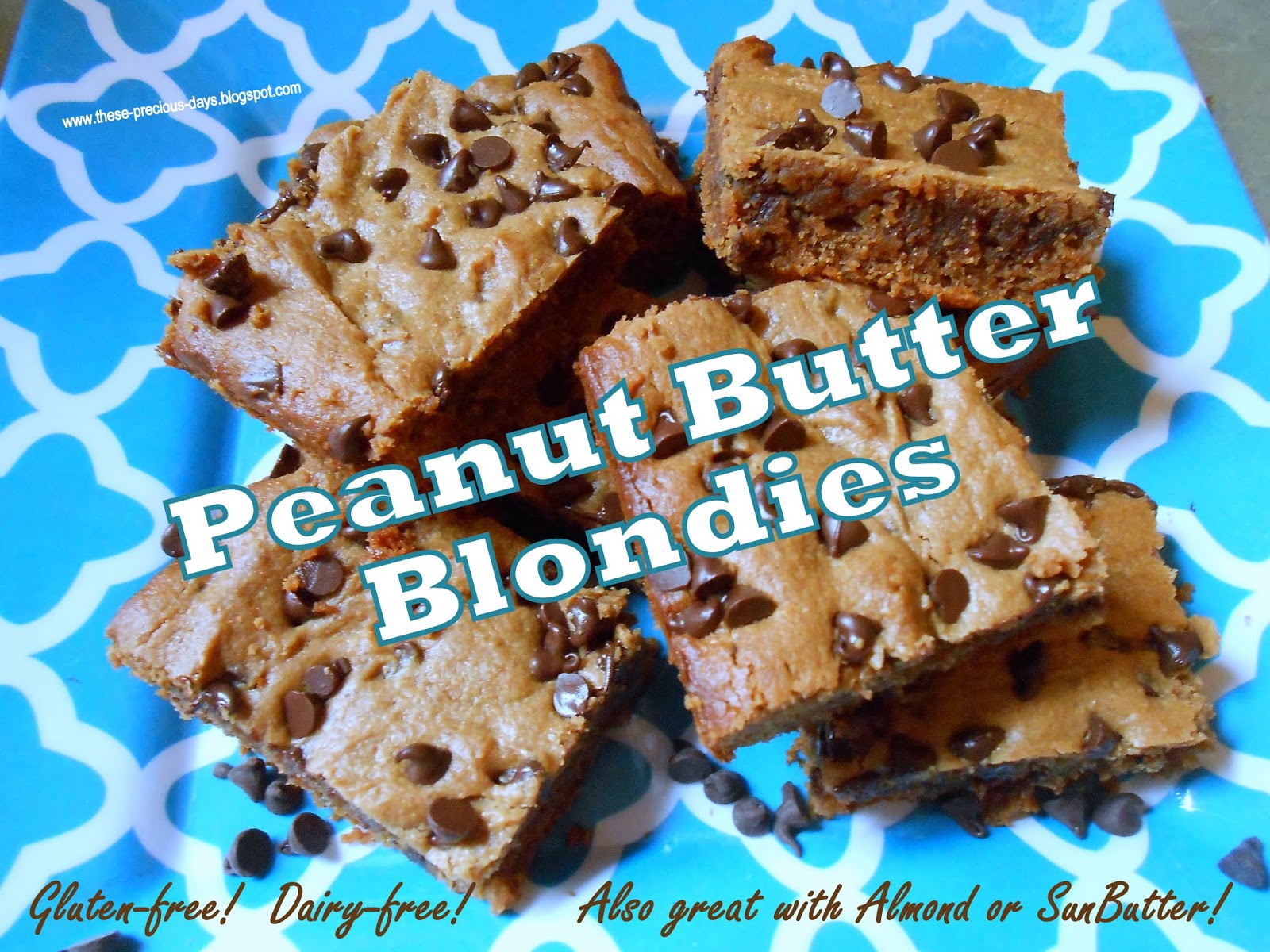 These Precious Days NoFlour Peanut Butter Blondies (GF/DF)
