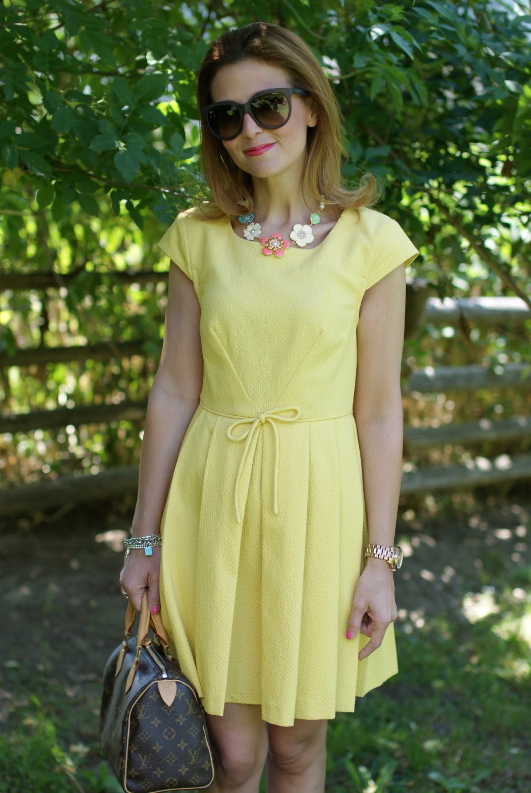 Yellow dress and Louis Vuitton Speedy 25 | Fashion and Cookies ...