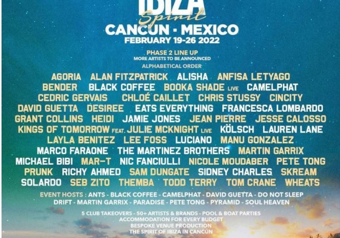 Festival Ibiza Spirit Cancun 2022 Line Up Festival Ibiza Spirit Cancun 2022 Line Up